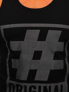 Tank top de boxeur noir-graphite avec imprimé Bolf 14834