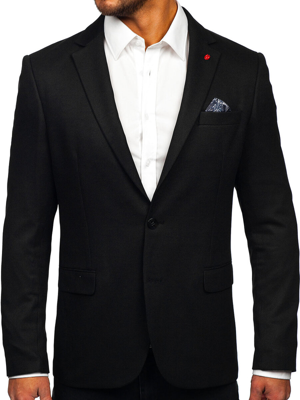 Homme Veste de costume élégante Noir Bolf 05