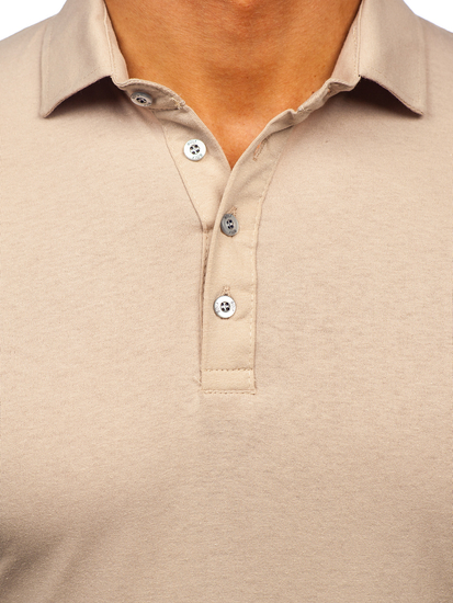 Homme Polo en coton à manches longues Beige Bolf 5119