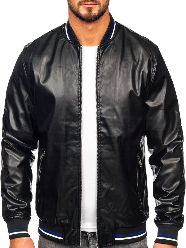 Blouson en cuir pour homme noir Bolf 6707