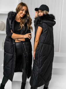 Femme Gilet matelassé long Noir Bolf 5M3166