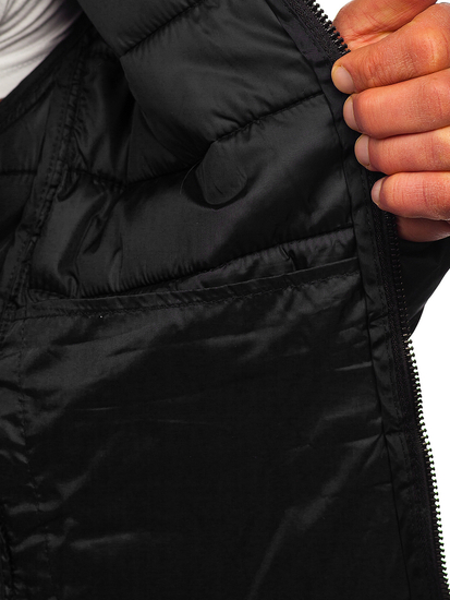 Homme Blouson à mi-saison matelassé à capuche Noir Bolf 5M3197
