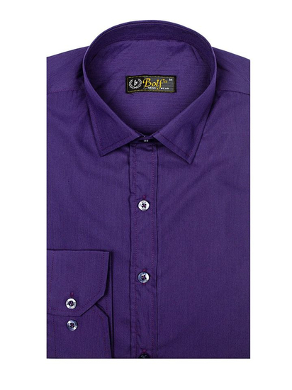 Chemise élégante violette à manches longues pour homme Bolf 1703