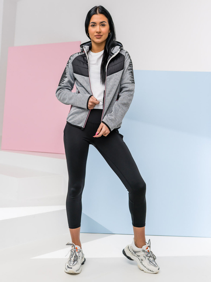 Veste sweat à capuche mi-saison femme gris Bolf KSW4007