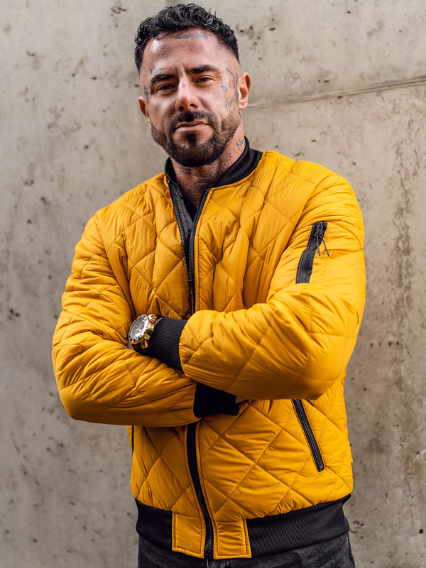 Blouson de transition bomber pour homme camel matelassé Bolf MY-01