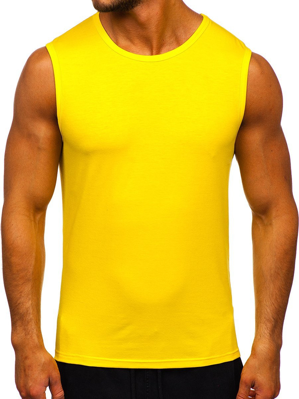 Tee-shirt tank top sans imprimé jaune-fluo Bolf 99001