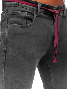 Pantalon en jean skinny fit pour homme noir Bolf KX565-1