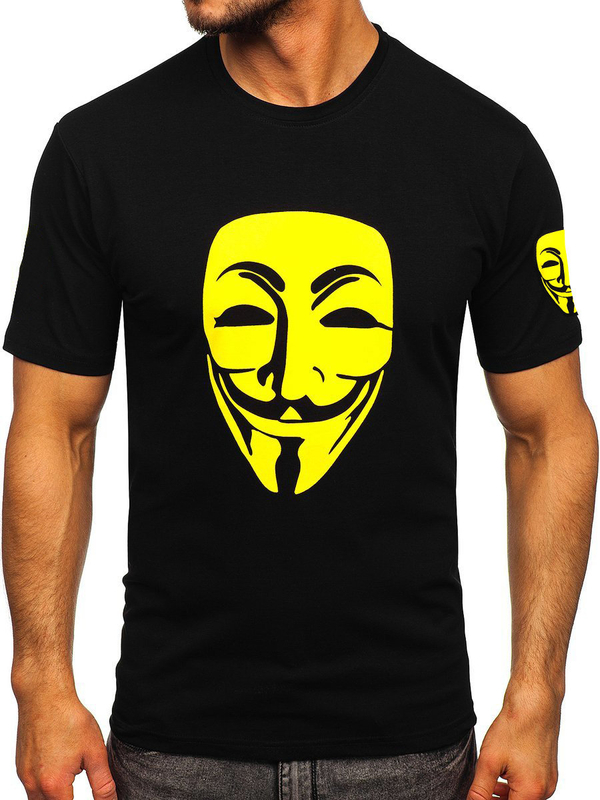 Tee-shirt imprimé pour homme noir Bolf 14400