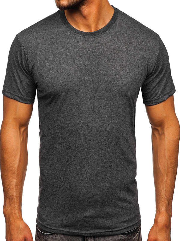 T-shirt uni en coton graphite pour homme Bolf 192397