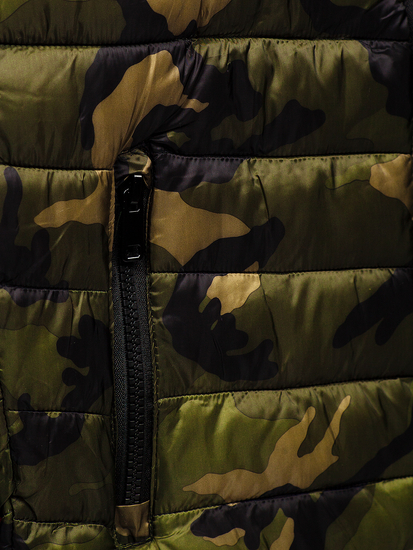 Homme Blouson d'hiver matelassée camo Vert Bolf SM80