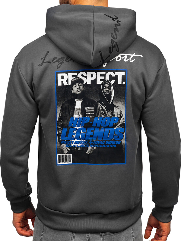 Homme Sweat-shirt kangourou à capuche imprimé Graphite Bolf M280