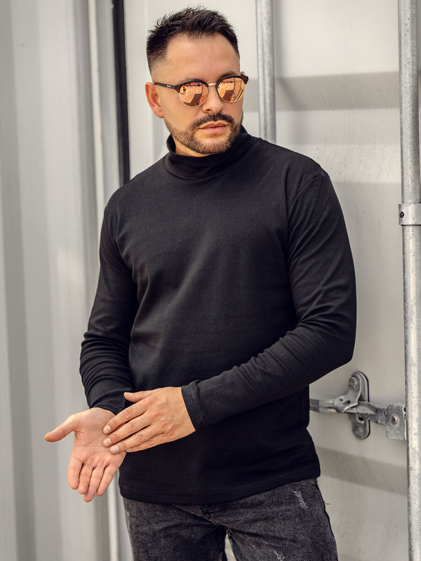 Pull col roulé basic pour homme noir Bolf 145348