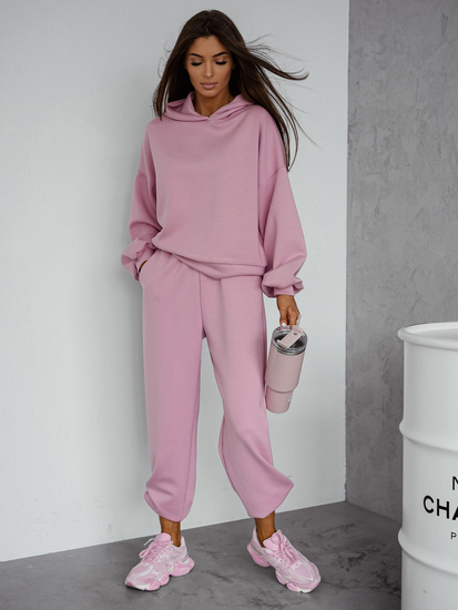 Ensemble de sweat-shirt à capuche deux pièces femme rose poudré Bolf 525