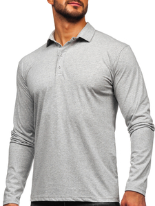 Homme Polo en coton à manches longues Gris Bolf 5119