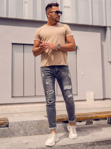 Tee-shirt beige sans imprimé pour homme Bolf 2005-91