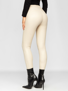 Legging en simili cuir pour femme beige Bolf J51700