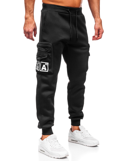 Homme Pantalon jogger cargo chaud Noir Bolf K22