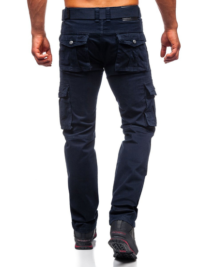 Pantalon cargo pour homme bleu foncé avec ceinture Bolf 1672  