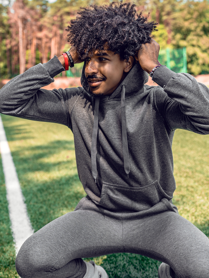 Survêtement à capuche pour homme anthracite Bolf D003