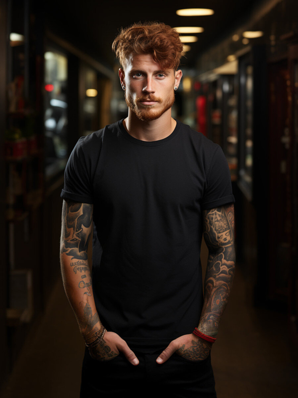 T-shirt long noir pour homme sans imprimé Bolf 14290A2