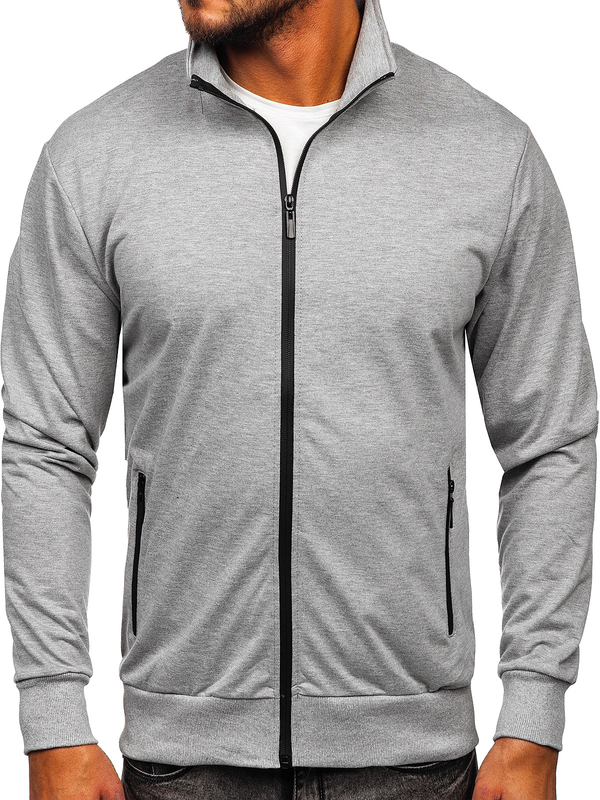 Sweat-shirt à col montant avec fermeture pour homme gris Bolf B069