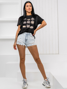 Femme T-shirt imprimé Noir Bolf 95T2531