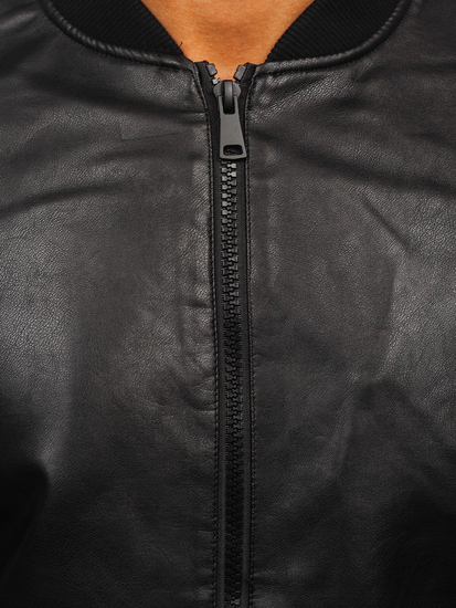 Homme Blouson bomber en cuir Noir Bolf 11Z8105