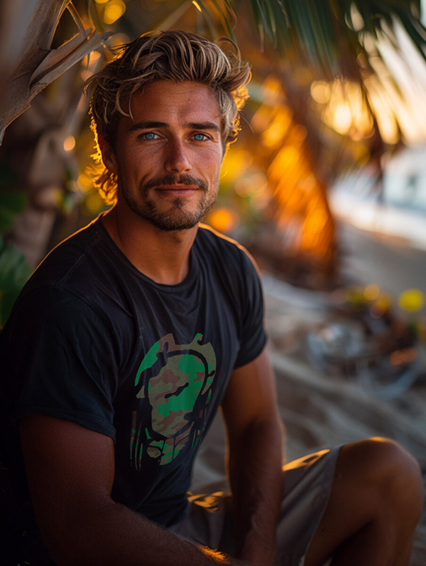 T-shirt noir en coton imprimé pour homme Bolf 192379A2