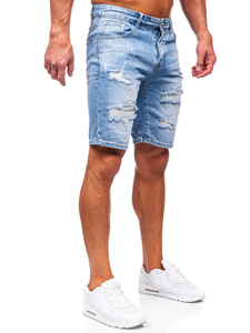 Short en jean pour homme bleu foncé Bolf RJ951