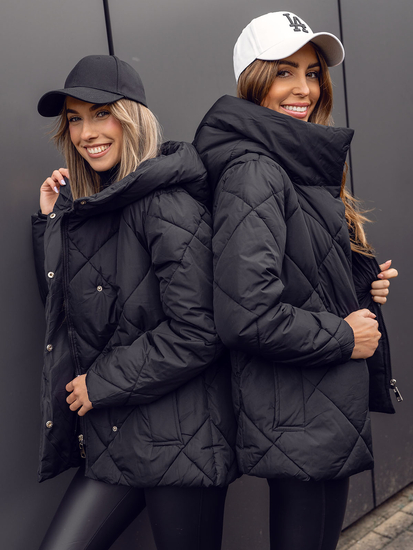 Femme Blouson matelassée d'hiver à capuche Noir Bolf 5M3175B