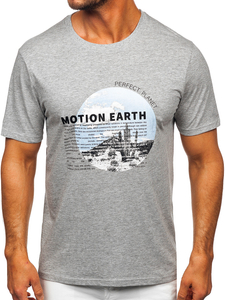 Homme T-shirt imprimé en coton Gris Bolf MPO3466