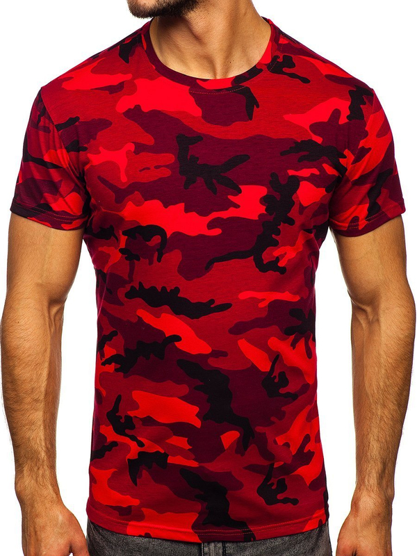 Tee-shirt pour homme rouge camo Bolf S807