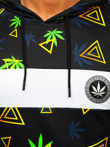 Sweat-shirt imprimé à capuche pour homme noir Bolf HM631