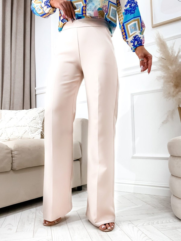 Pantalon évasé en tissu pour femme écru Bolf 8158