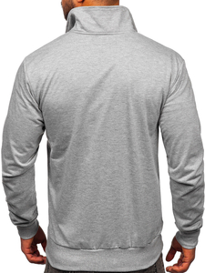 Sweat-shirt à col montant avec fermeture pour homme gris Bolf B067