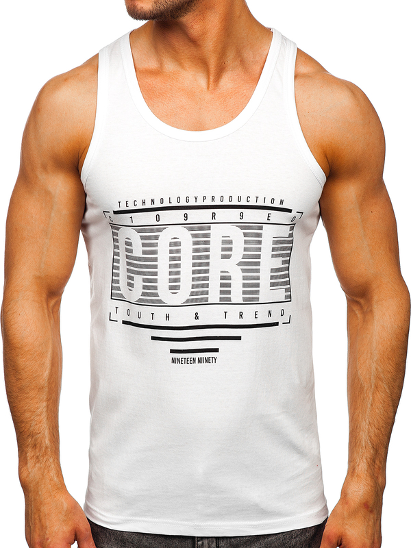 Tank top boxeur avec imprimé blanc Bolf 14840