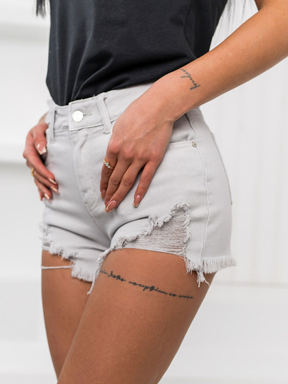 Femme Pantalon court en jean Gris Bolf A63A