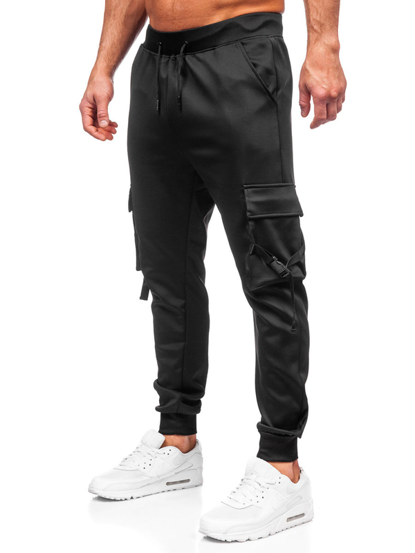 Pantalon de jogging cargo sportif pour homme noir Bolf 8K1118
