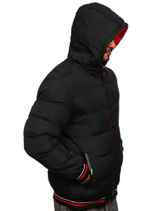 Blouson d'hiver matelassé réversible pour homme noir-rouge Bolf 7410