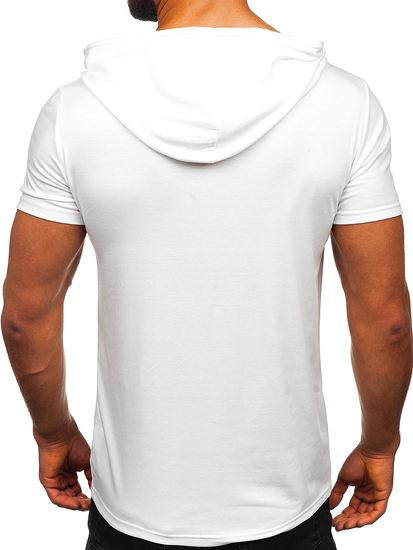 Tee-shirt sans imprimé à capuche pour homme blanc Bolf 8T89