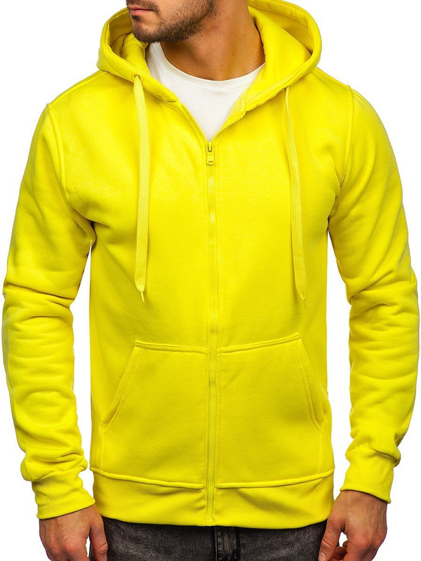Sweat-shirt jaune clair zippé à capuche pour homme Bolf 2008