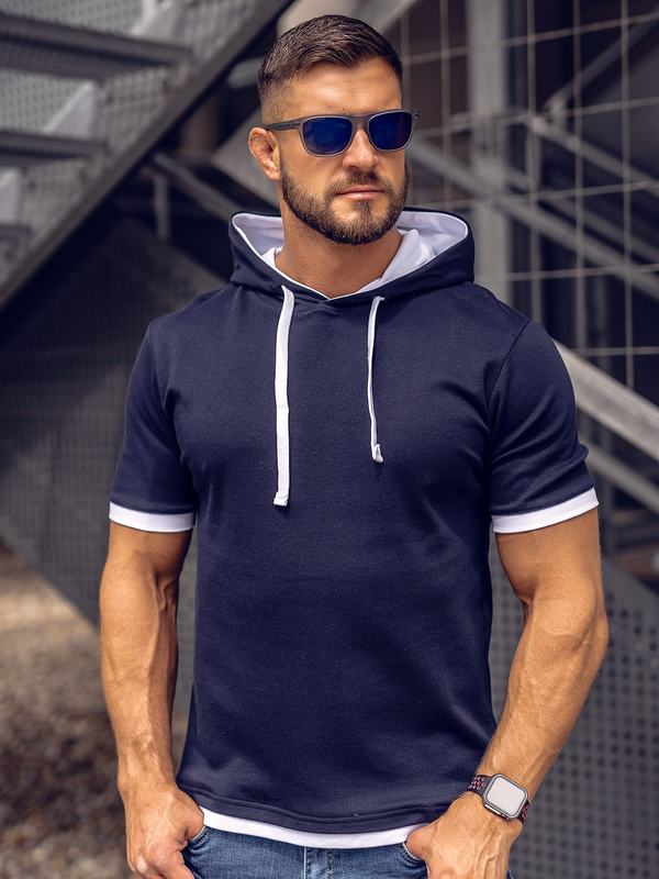 Tee-shirt uni pour homme bleu foncé Bolf 08A