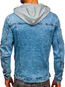 Homme Blouson en jean à capuche Bleu foncé Bolf HY959