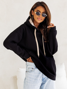 Sweat à capuche kangourou pour femme noir Bolf 82131