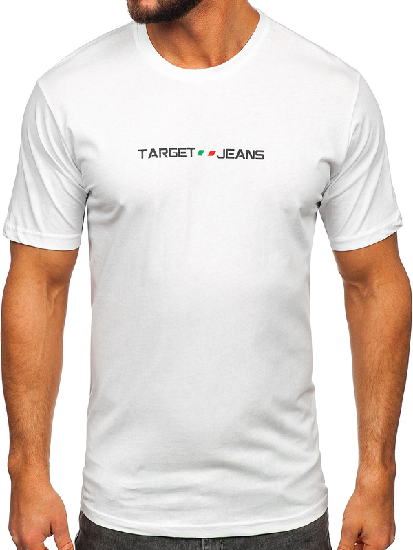 Tee-shirt en coton imprimé pour homme blanc Bolf 14761