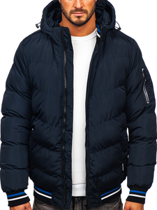 Blouson d'hiver matelassé pour homme bleu foncé Bolf 6971