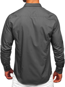Chemise élégante graphite clair à manches longues pour homme Bolf 1703