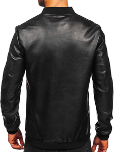 Homme Blouson bomber en cuir Noir Bolf 11Z8105