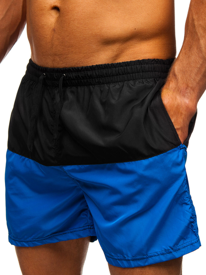 Short de bain pour homme noir-bleu Bolf HM060