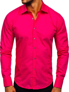 Chemise élégante corail à manches longues pour homme Bolf 1703